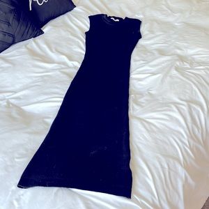 Black sleeveless sweater dress